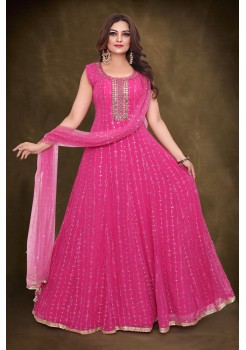 Rani Pink Georgette Designer Gown